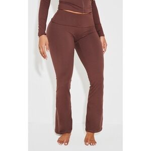 PLT Shape Brown Stretch Sculpted Foldover Waist‎ Flare Trousers - Size 12 NWT